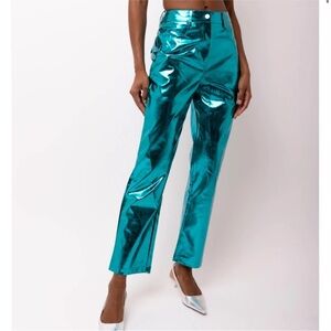 Shimmering Teal Women's Cropped Pants